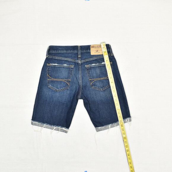 NEW Hollister Men's Bermuda Denim Shorts Solid Cotton Blue Size 28 Button Fly - Picture 5 of 8